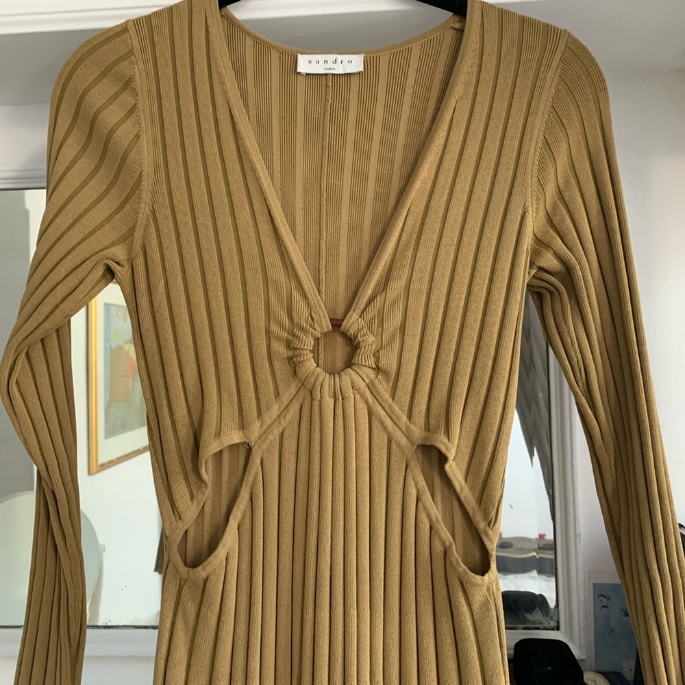 SO BEAUTIFUL Sandro brown knit cutout dress. Sexy and elegant! Hardly worn!